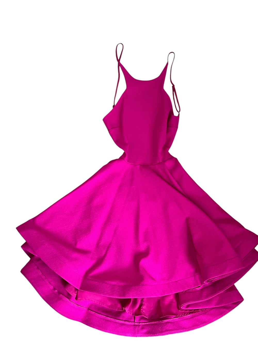 AKIRA Chicago Hot Pink Spaghetti Strap Fit-and-Flare Backless Dress Sz M
